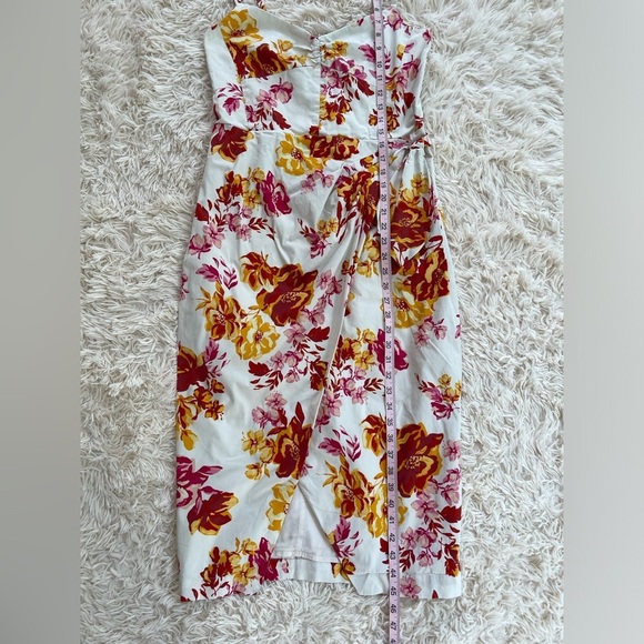 Great Jones White Floral Midi Dress faux wrap size 12 cotton adjustable strap - Picture 9 of 13